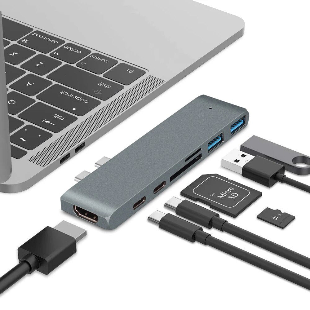 Premium USB C Hub 4K HDMI Adapter Thunderbolt 3 Multiport Dock USB 3.1 PD Charging SD Card Reader Laptop MacBook Compatible Docking Station