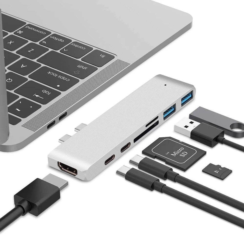 Premium USB C Hub 4K HDMI Adapter Thunderbolt 3 Multiport Dock USB 3.1 PD Charging SD Card Reader Laptop MacBook Compatible Docking Station
