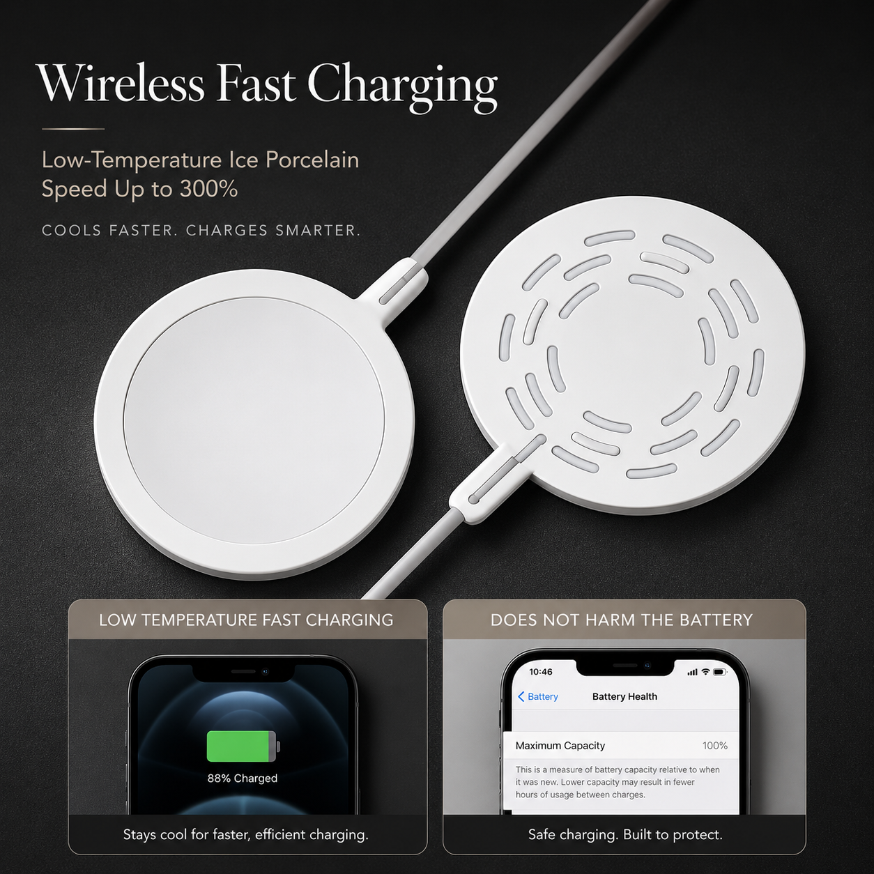 Premium Wireless Charger MagSafe Compatible 20W Fast Charging Magnetic Pad Slim Portable Dock Smartphone Earbuds Charging Station Minimal Design