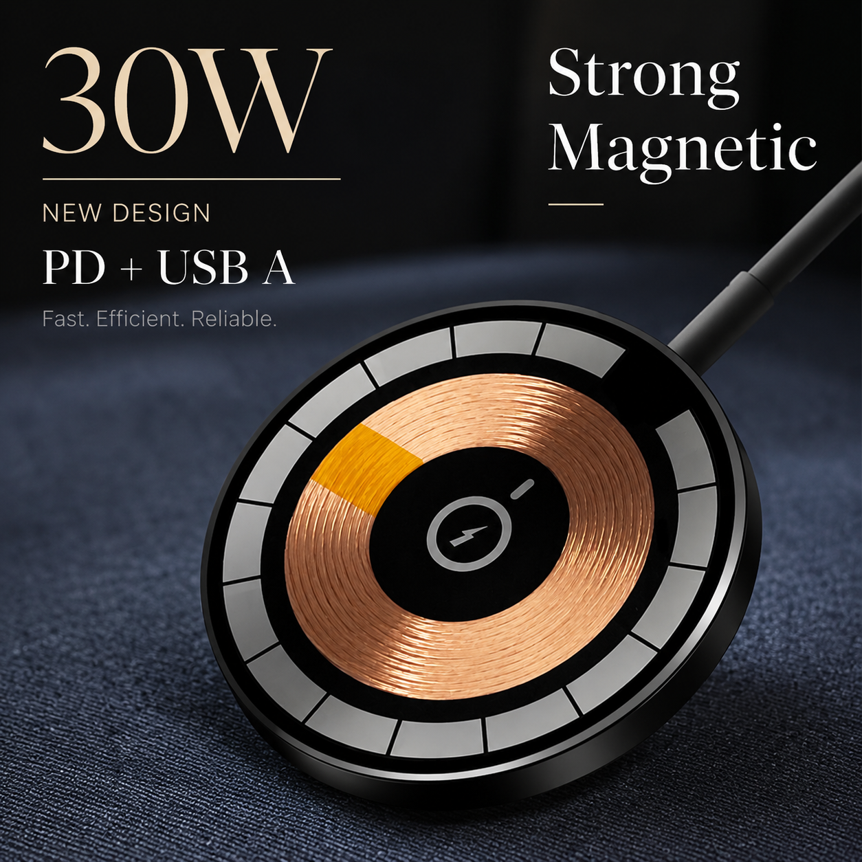 Premium Wireless Charger MagSafe Compatible 30W Fast Charging Magnetic Stand USB C PD Power Delivery Dock Stable Alignment Desktop Mount Design