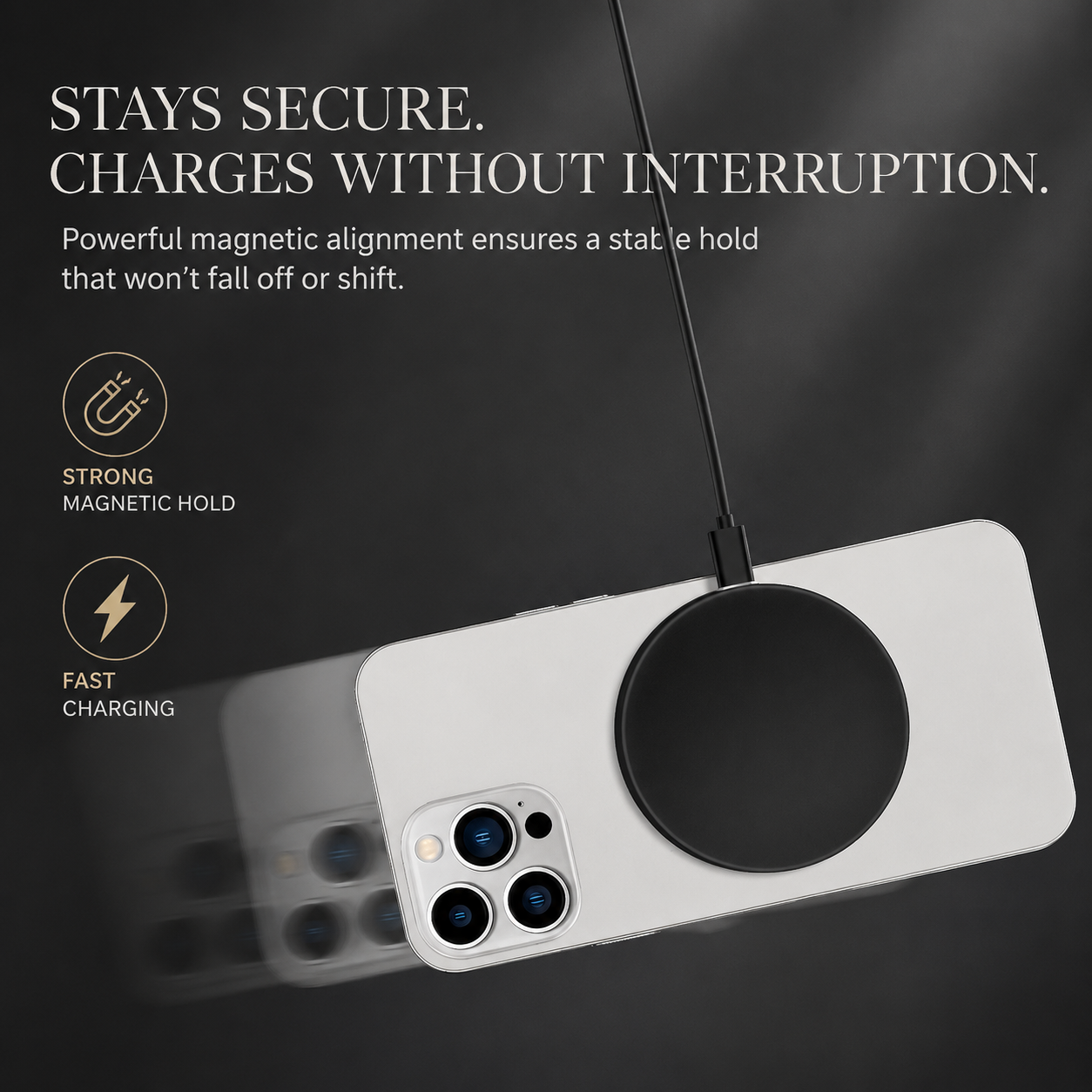 Premium Wireless Charger MagSafe Compatible 30W Fast Charging Magnetic Stand USB C PD Power Delivery Dock Stable Alignment Desktop Mount Design