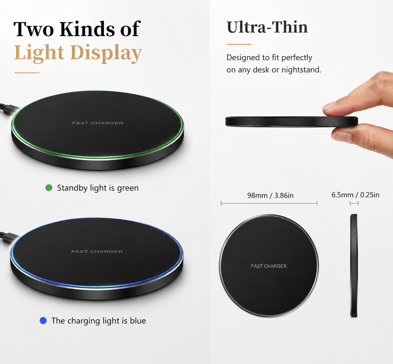 Premium Wireless Charger MagSafe Compatible 30W Fast Charging Pad USB-C Qi Enabled Magnetic Alignment Slim Portable Charging Dock Stand Design