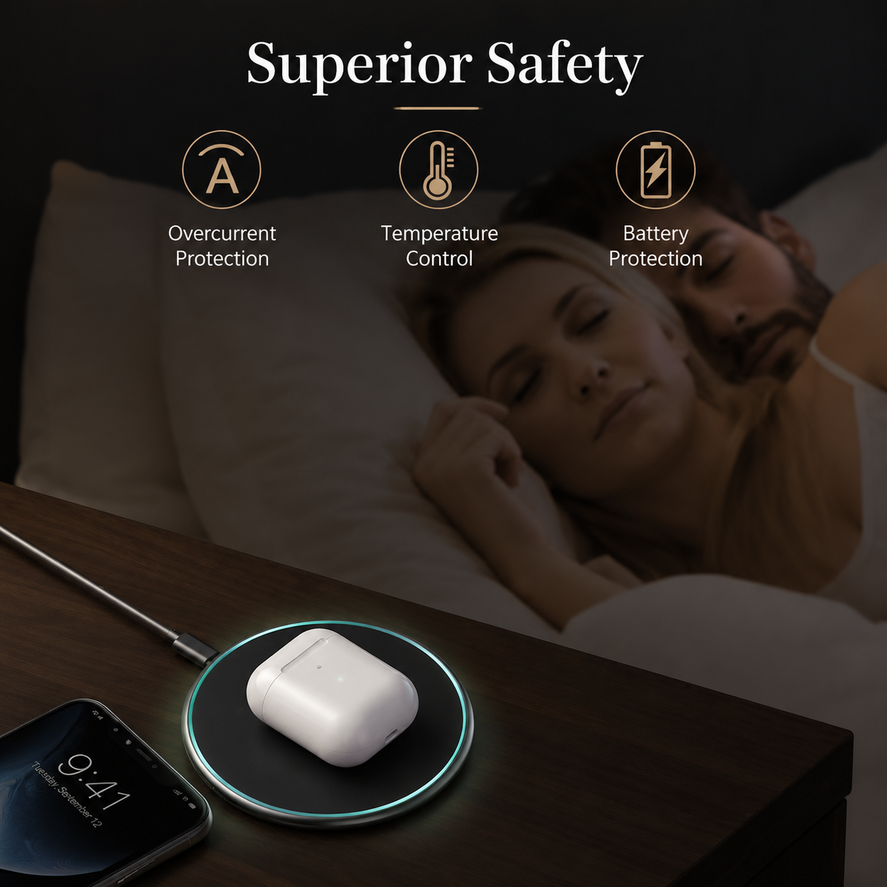Premium Wireless Charger MagSafe Compatible 30W Fast Charging Pad USB-C Qi Enabled Magnetic Alignment Slim Portable Charging Dock Stand Design