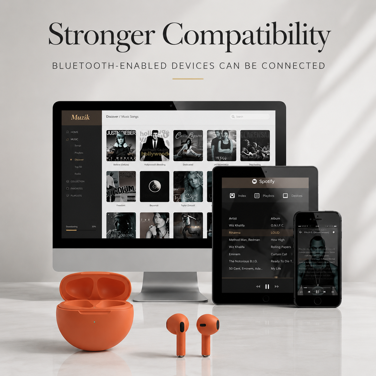 Premium Wireless Earbuds Bluetooth Touch Control Stereo Sound Sport Headset Mini In Ear Design Stable Connection Comfortable Fit Portable Audio