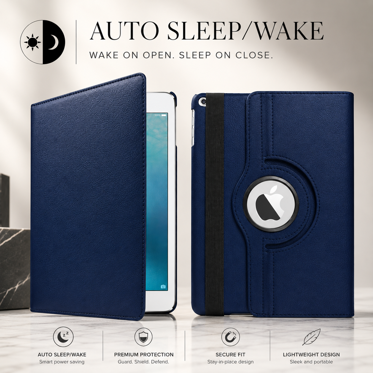 Premium iPad Case 360 Rotating Stand PU Leather Smart Cover Multi Angle Viewing Protective Tablet Case Adjustable Stand Lightweight Durable Design