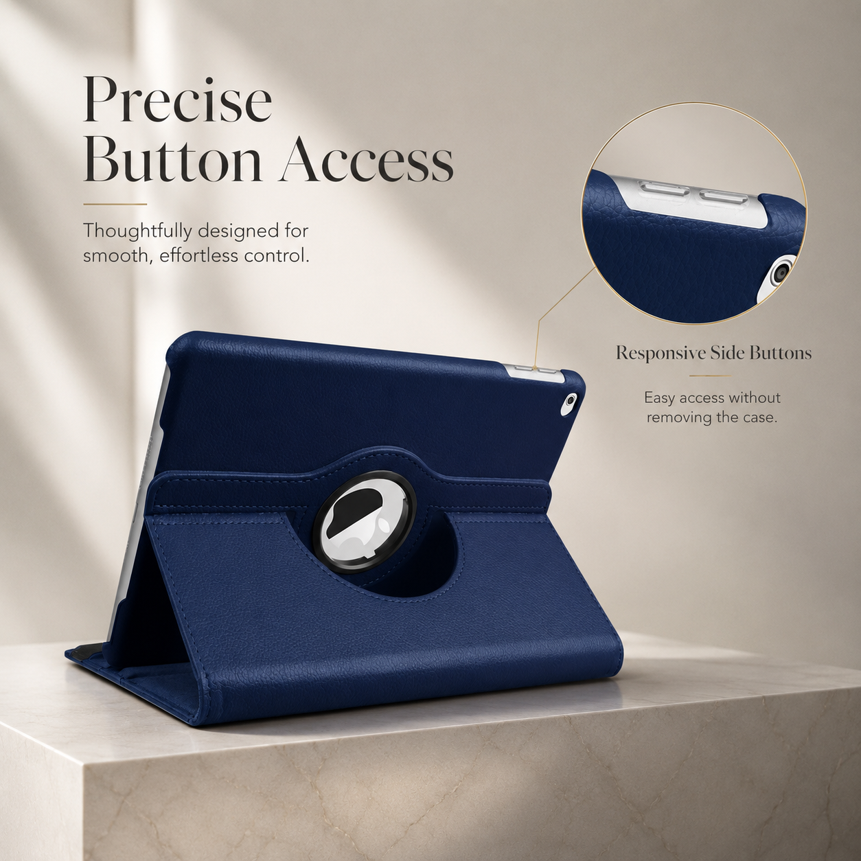 Premium iPad Case 360 Rotating Stand PU Leather Smart Cover Multi Angle Viewing Protective Tablet Case Adjustable Stand Lightweight Durable Design