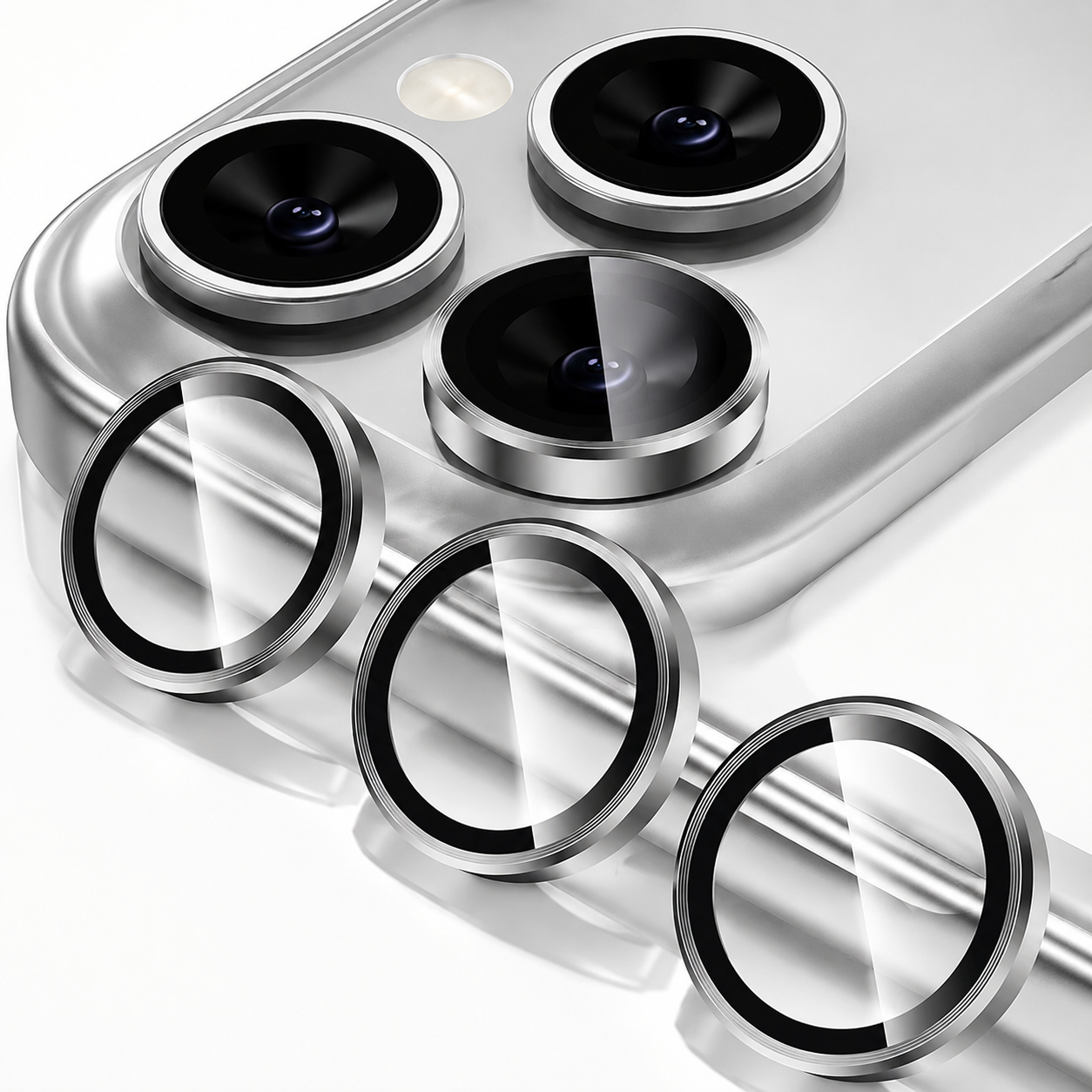 Premium iPhone Camera Lens Protector Metal Ring Tempered Glass Cover Scratch Resistant Shockproof Anti Dust Precision Fit Clarity Guard Protective