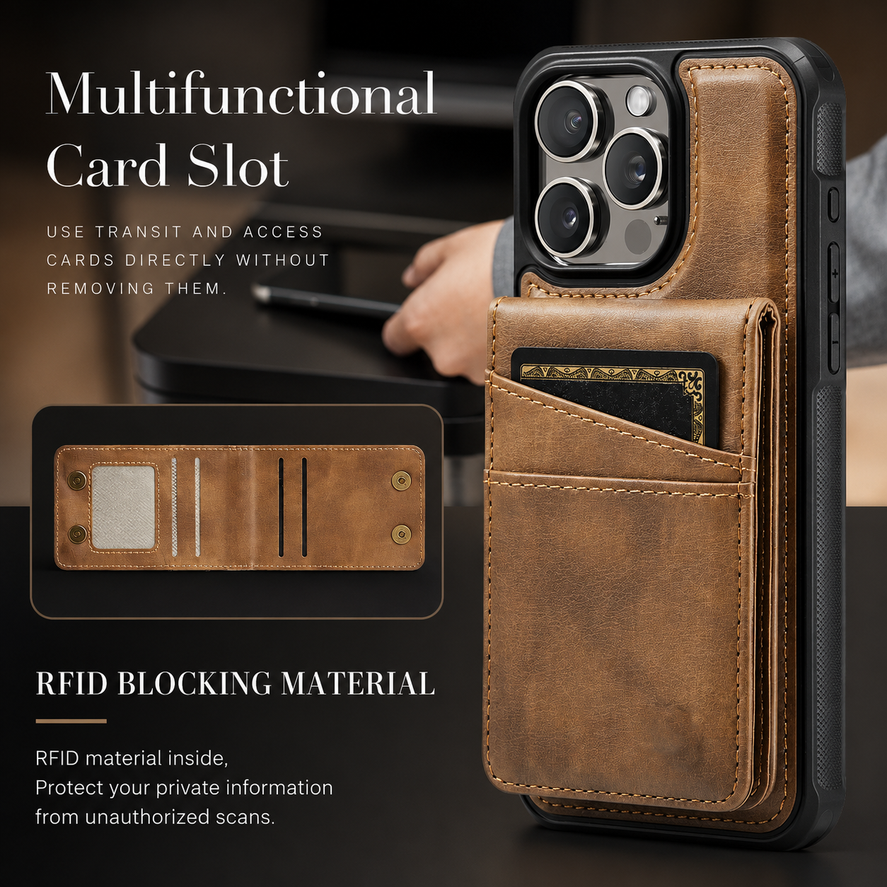 Premium iPhone Case 2-in-1 Magnetic Detachable Wallet Flip Cover Card Holder Cash Pocket Wrist Strap Shockproof Full Protection Slim Design