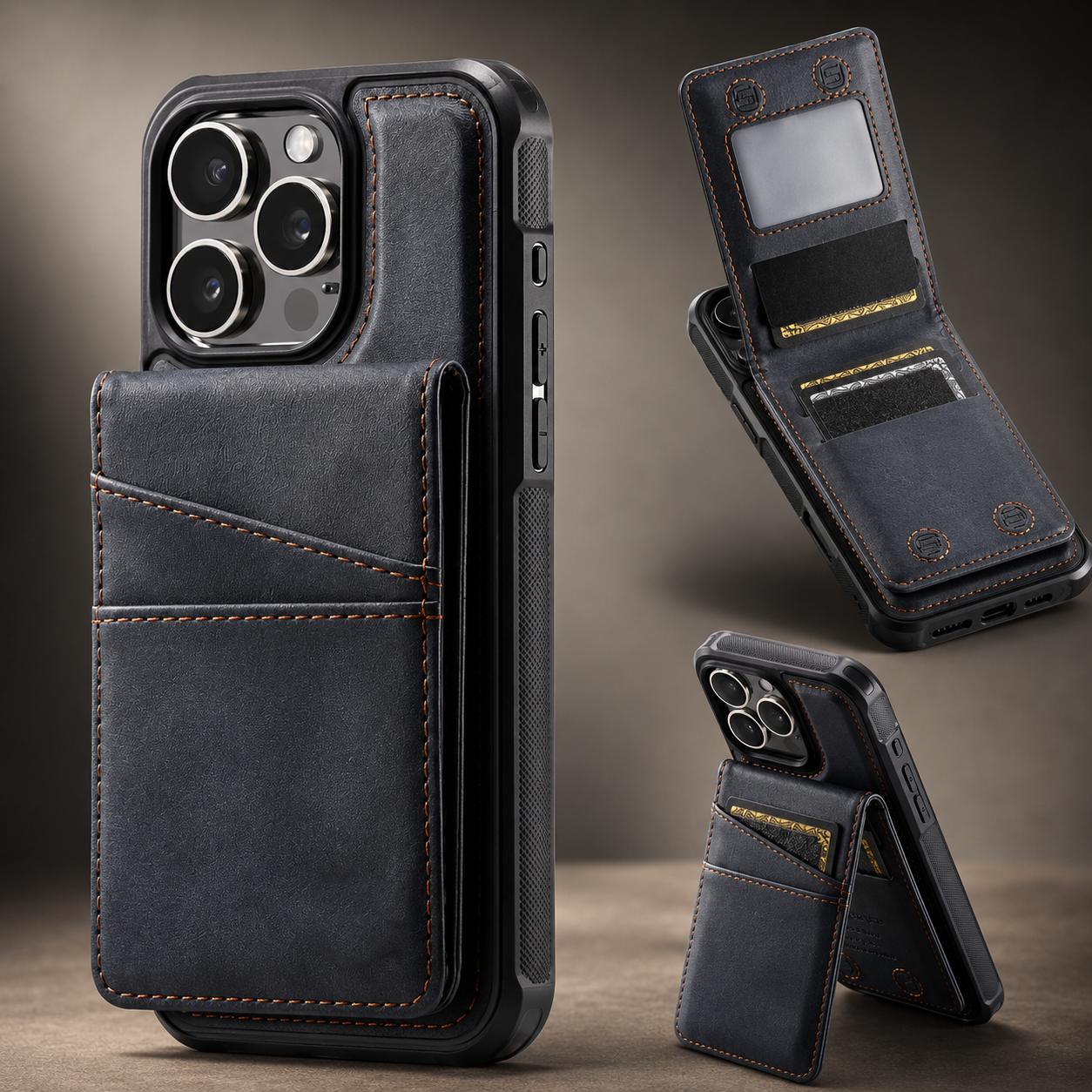 Premium iPhone Case 2-in-1 Magnetic Detachable Wallet Flip Cover Card Holder Cash Pocket Wrist Strap Shockproof Full Protection Slim Design