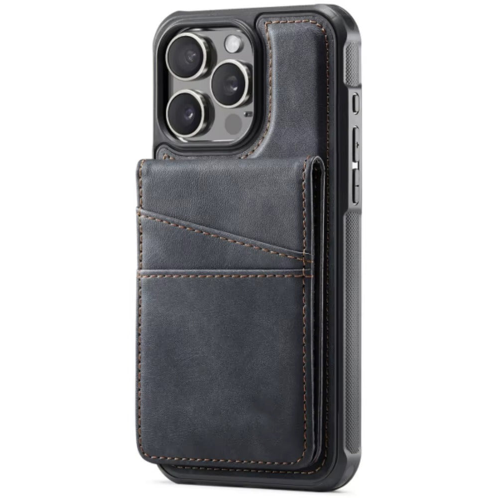 Premium iPhone Case 2-in-1 Magnetic Detachable Wallet Flip Cover Card Holder Cash Pocket Wrist Strap Shockproof Full Protection Slim Design