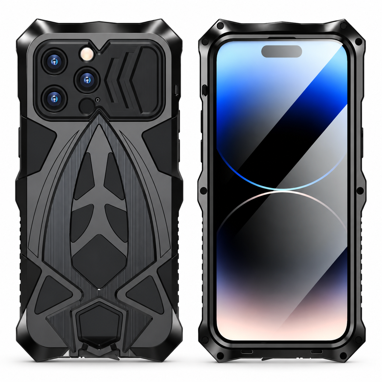 Premium iPhone Case 360° Full Coverage Metal Armor, Heavy-Duty Protective Bumper Frame with Shockproof Design, Secure Grip and Camera Protection