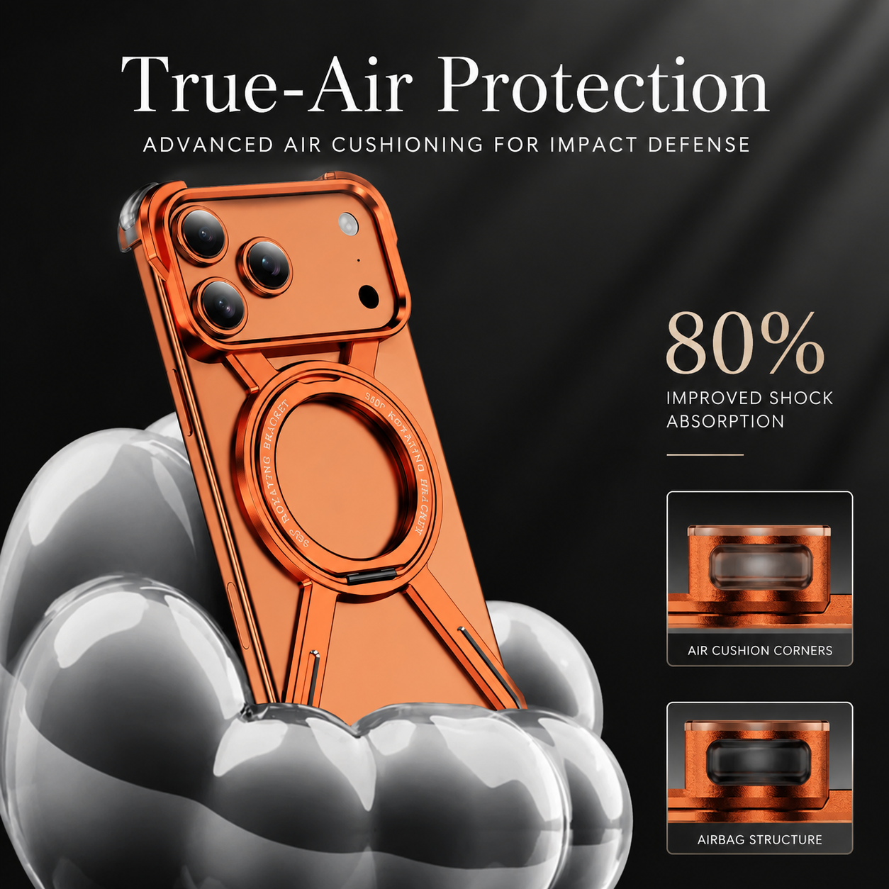 Premium iPhone Case Aluminum Alloy Bumper Design with Camera Lens Protection, Airbag Corner Structure, Magnetic Kickstand, Non Slip Shock Resistant Fit