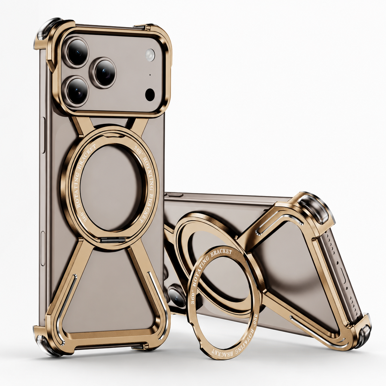 Premium iPhone Case Aluminum Alloy Bumper Design with Camera Lens Protection, Airbag Corner Structure, Magnetic Kickstand, Non Slip Shock Resistant Fit