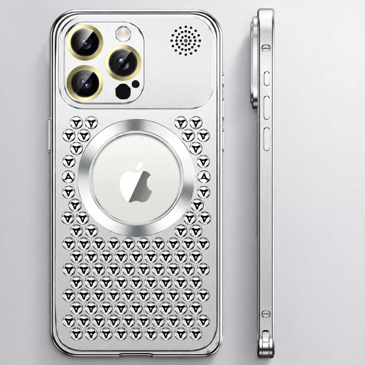 Premium iPhone Case Aluminum Alloy Magnetic Cover Heat Dissipation Frame Camera Lens Protection Anti Fall Design Secure Grip Lightweight Construction