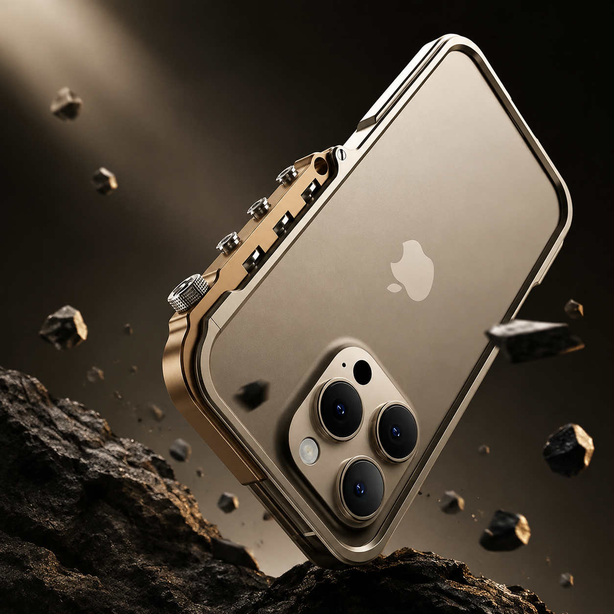 Premium iPhone Case Aluminum Alloy Mecha Bumper with Camera Lens Protection, Shockproof Drop Resistant Design, Lightweight Lanyard Support