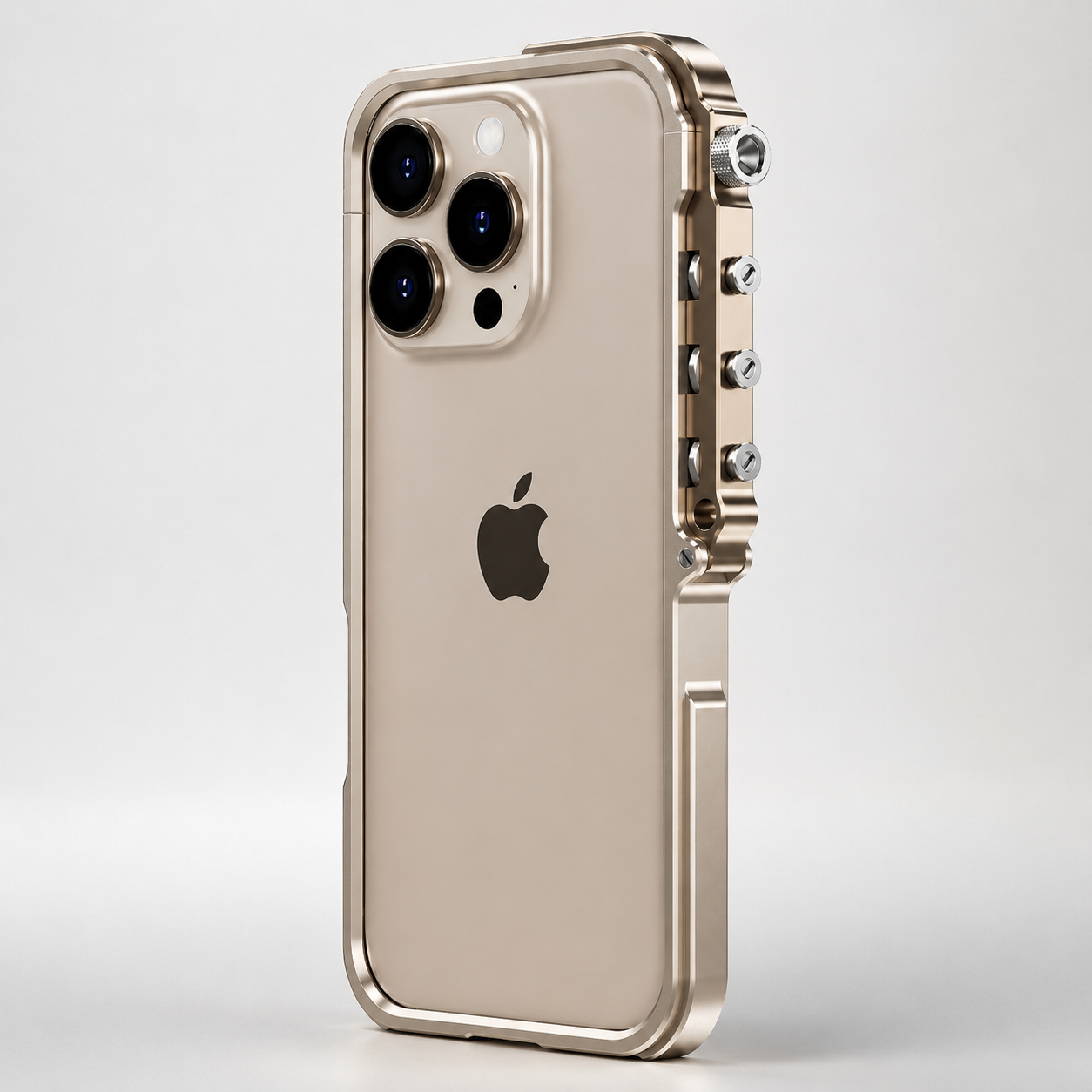 Premium iPhone Case Aluminum Alloy Mecha Bumper with Camera Lens Protection, Shockproof Drop Resistant Design, Lightweight Lanyard Support