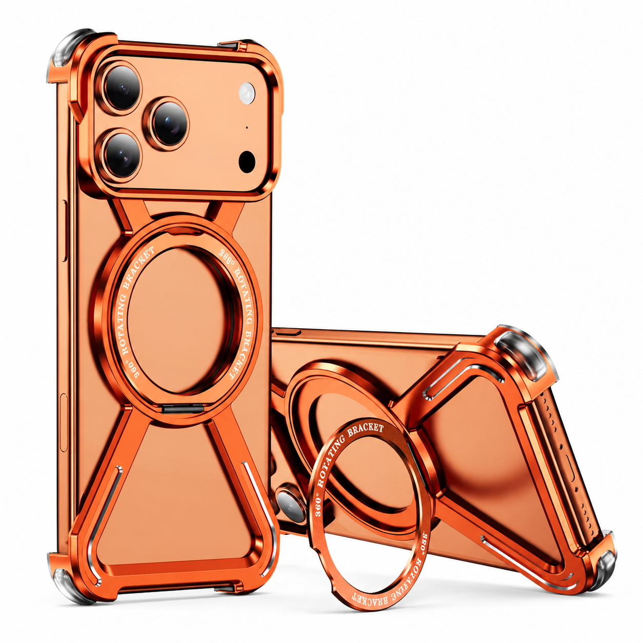 Premium iPhone Case Aluminum Alloy Metal Bumper Cover Magnetic Kickstand Shockproof Non Slip Grip Durable Protective Case Anti Drop Design Lightweight Frame