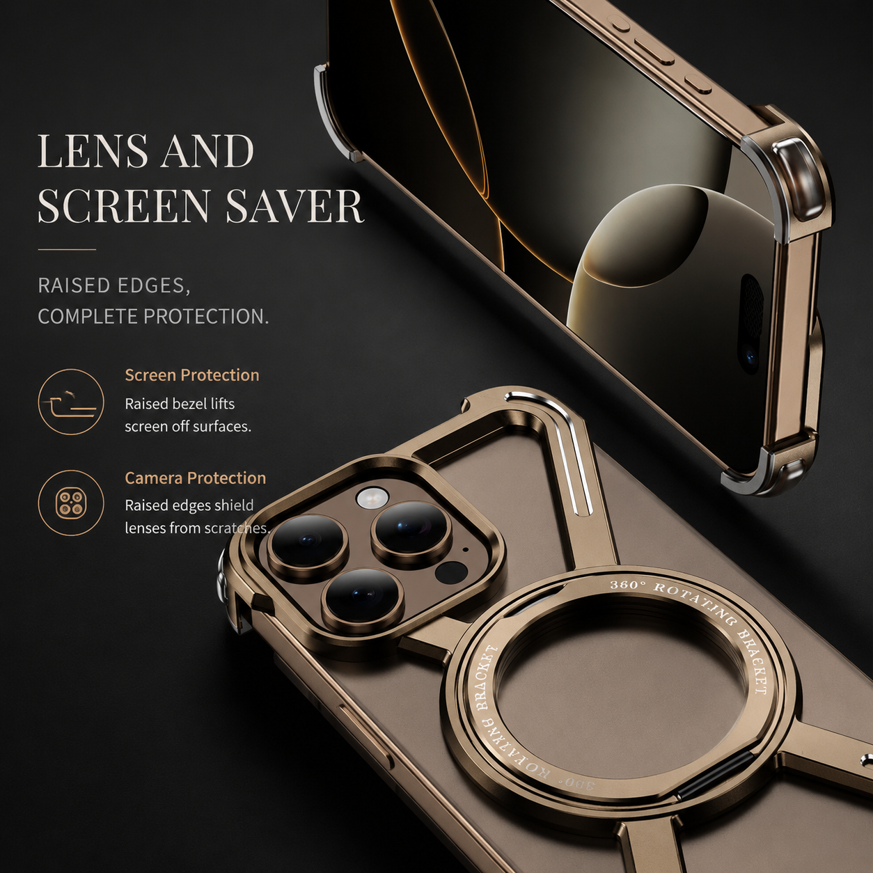 Premium iPhone Case Aluminum Alloy Metal Bumper Cover Magnetic Kickstand Shockproof Non Slip Grip Durable Protective Case Anti Drop Design Lightweight Frame