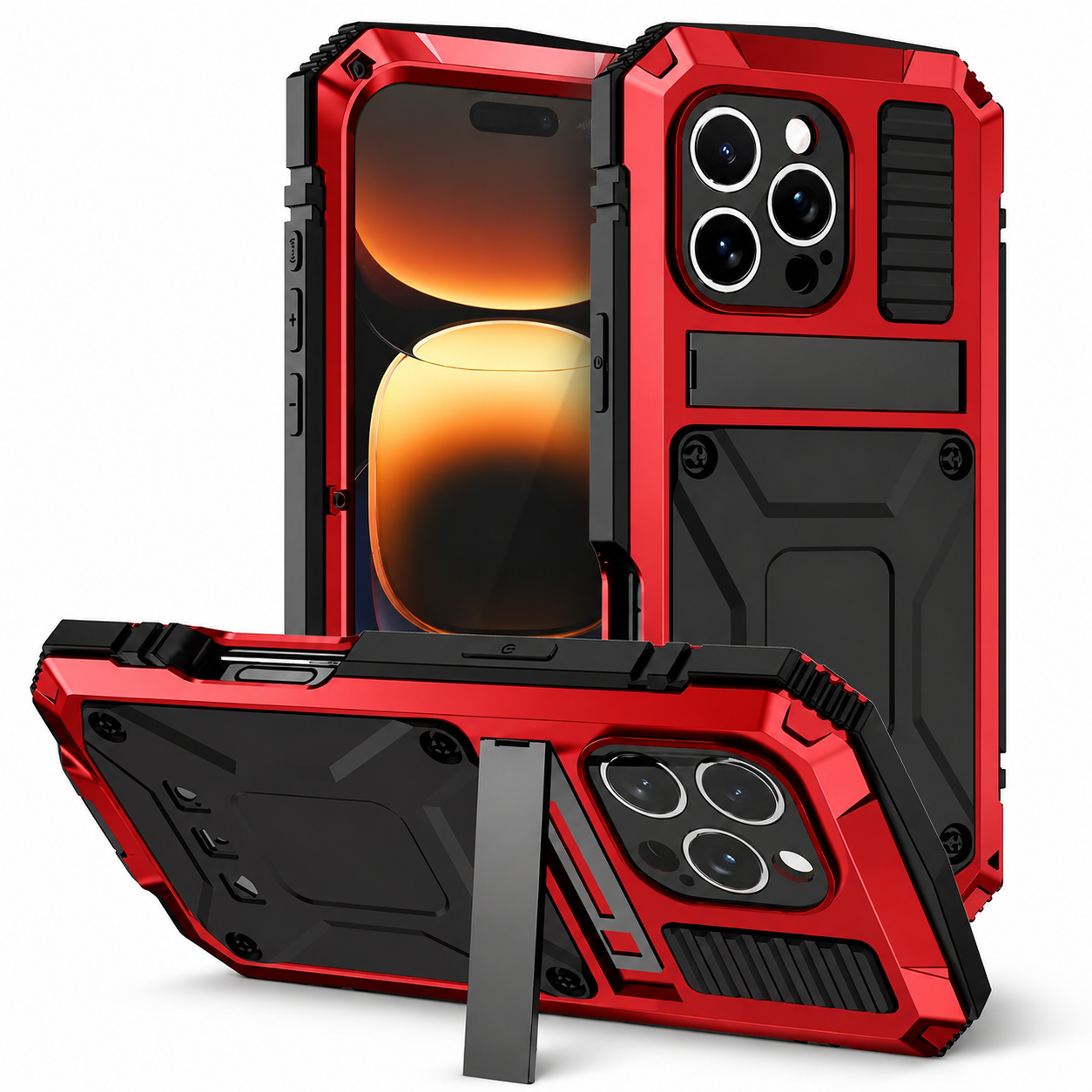 Premium iPhone Case Aluminum Armor Cover with Shockproof Bumper Design, Screen Guard Protection, Camera Lens Protection, Secure Grip and Durable Construction
