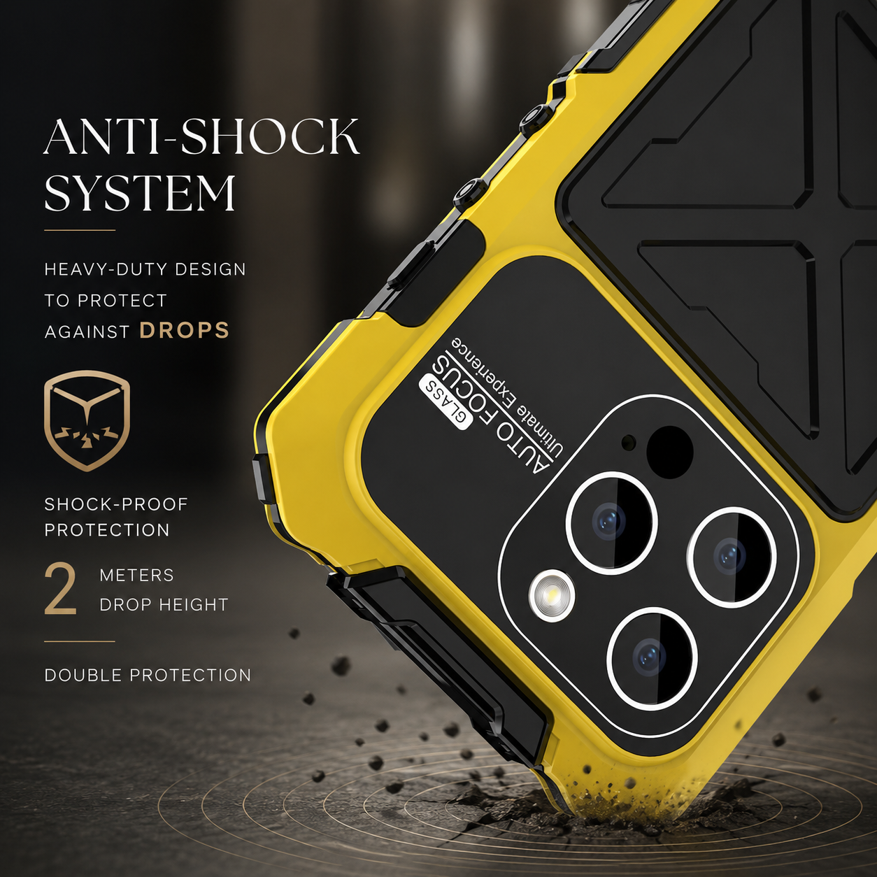 Premium iPhone Case Aluminum Armor Cover with Tempered Glass Screen Protection, Camera Lens Guard, Shockproof Design, Built In Kickstand and Secure Grip