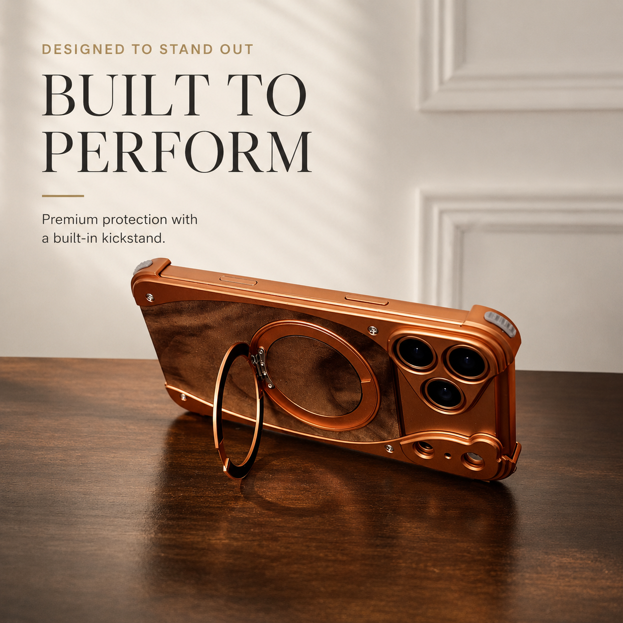 Premium iPhone Case Aluminum Metal Golden Thread Magnetic Design with Shockproof Bracket, Drop Resistant Construction and Durable Everyday Protection