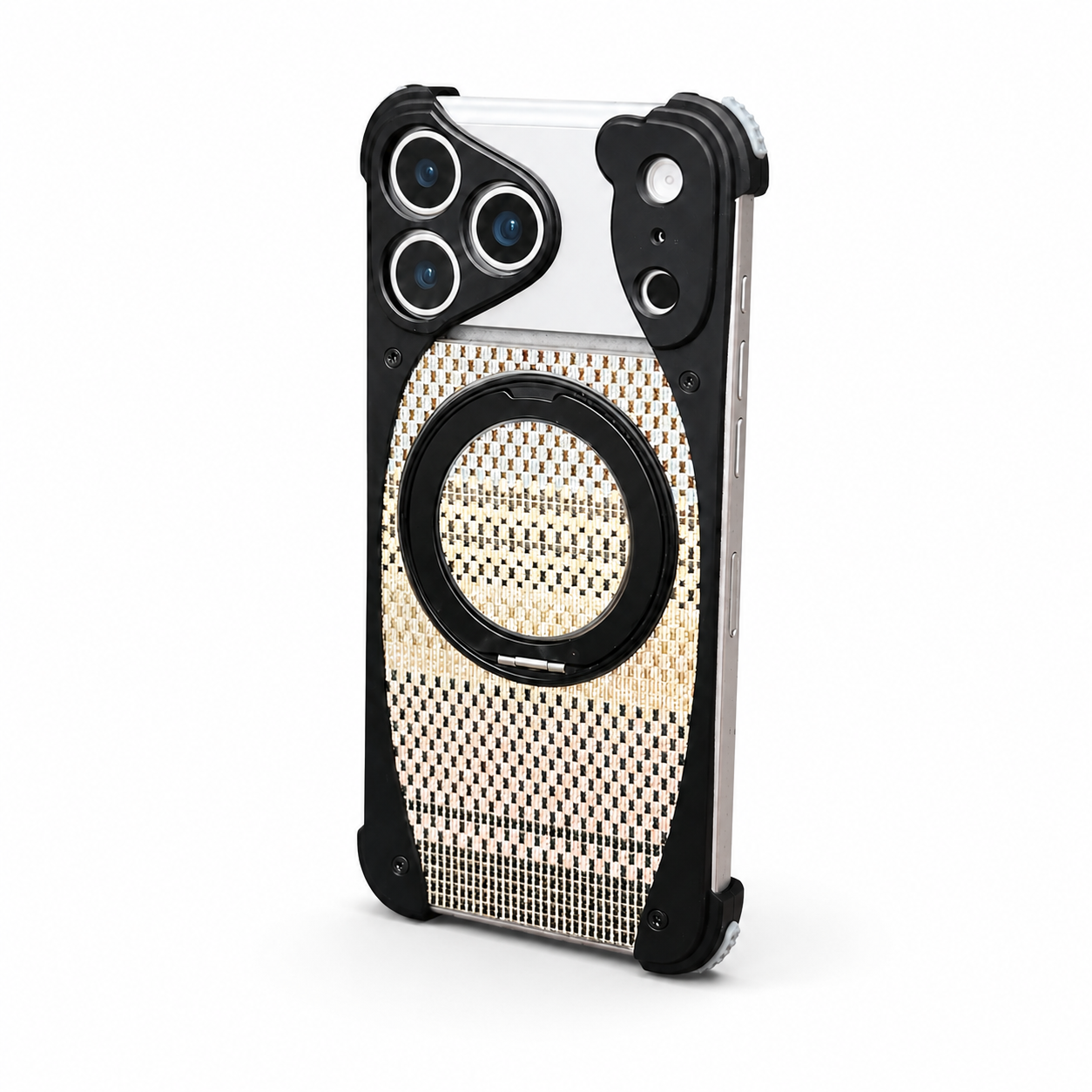 Premium iPhone Case Aluminum Metal Golden Thread Magnetic Design with Shockproof Bracket, Drop Resistant Construction and Durable Everyday Protection