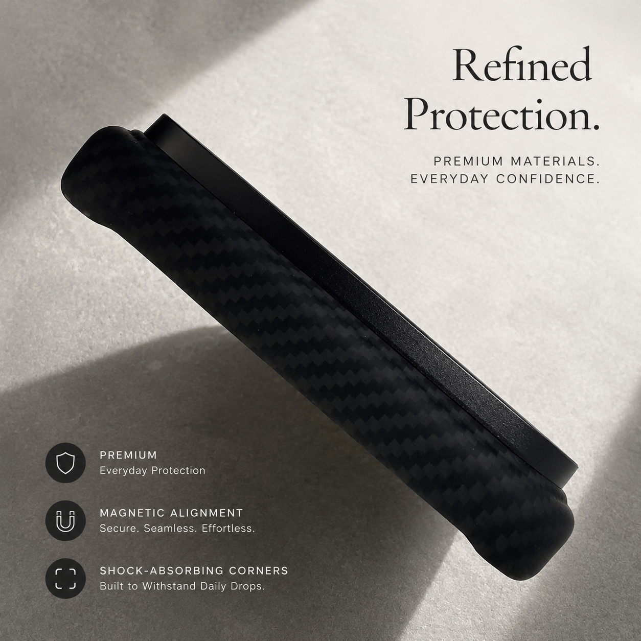 Premium iPhone Case Aramid Carbon Fiber MagSafe Design with Camera Lens Protection, Ultra Thin Lightweight Scratch Resistant Durable Build Everyday Use