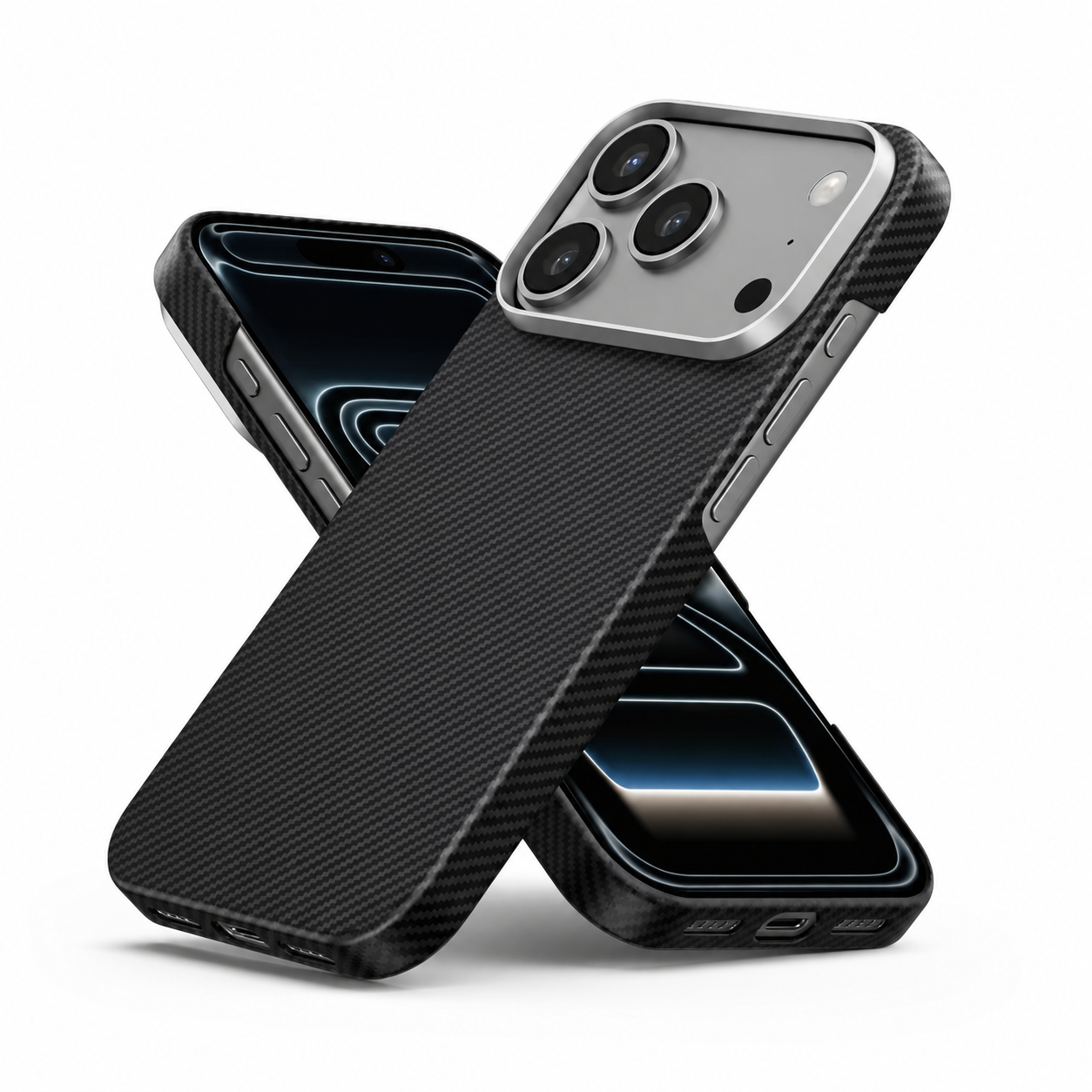 Premium iPhone Case Aramid Fiber Cover Shockproof Anti Fingerprint Non Slip Grip Slim Lightweight Durable Protective Case Matte Black Design