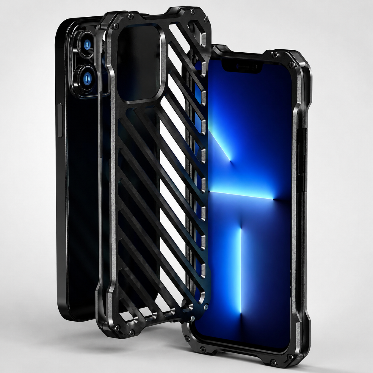 Premium iPhone Case CNC Aluminum Alloy Armor Cover with Magnetic Shockproof Dual-Layer Protection, Anti-Fingerprint Matte Finish & Non-Slip Lightweight Design