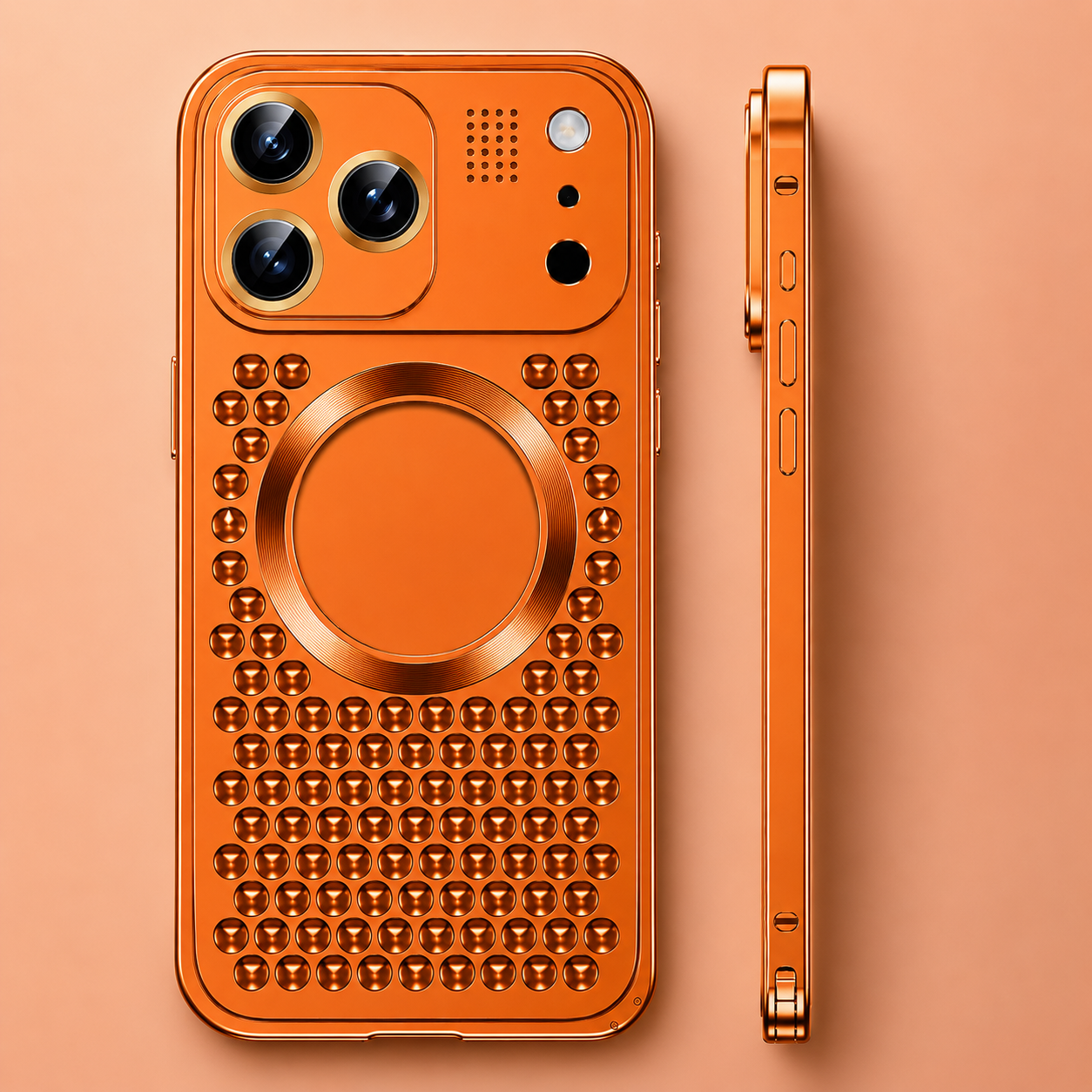 Premium iPhone Case Camera Lens Protection Aluminum Alloy Magnetic Cover Heat Dissipation Metal Frame Anti Fall Shockproof Wireless Charging Design
