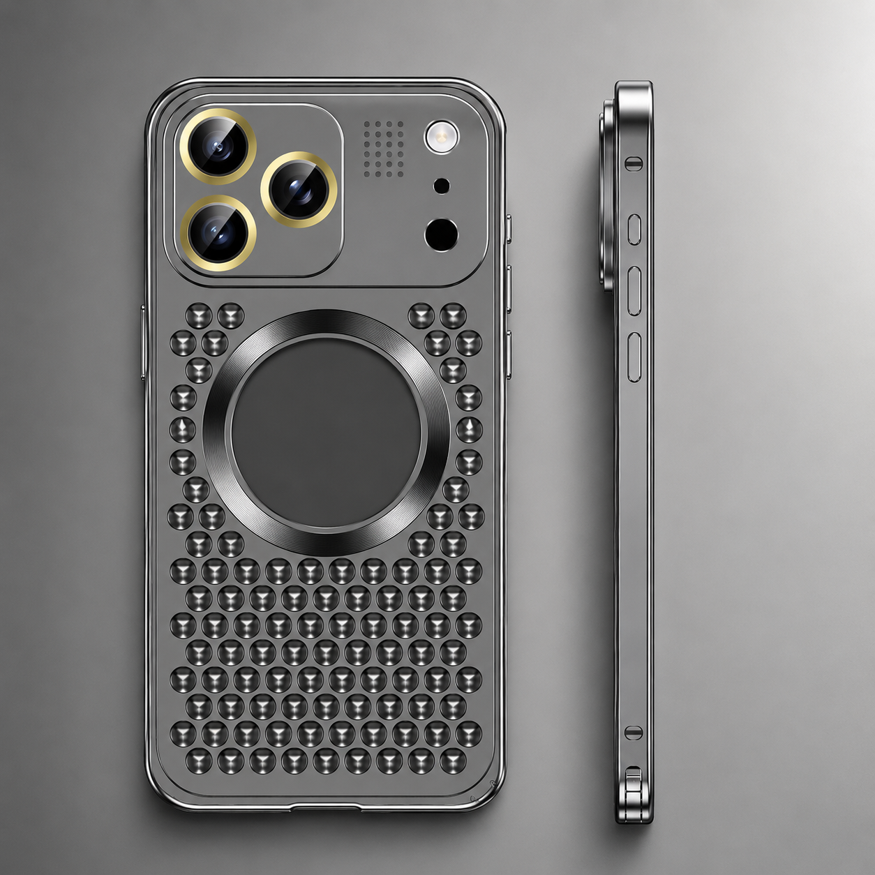 Premium iPhone Case Camera Lens Protection Aluminum Alloy Magnetic Cover Heat Dissipation Metal Frame Anti Fall Shockproof Wireless Charging Design