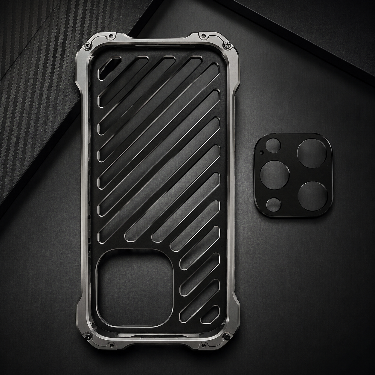 Premium iPhone Case Camera Lens Protection Aluminum Armor Bumper Transparent Hard Cover Shockproof Metal Frame Non Slip Protective Design