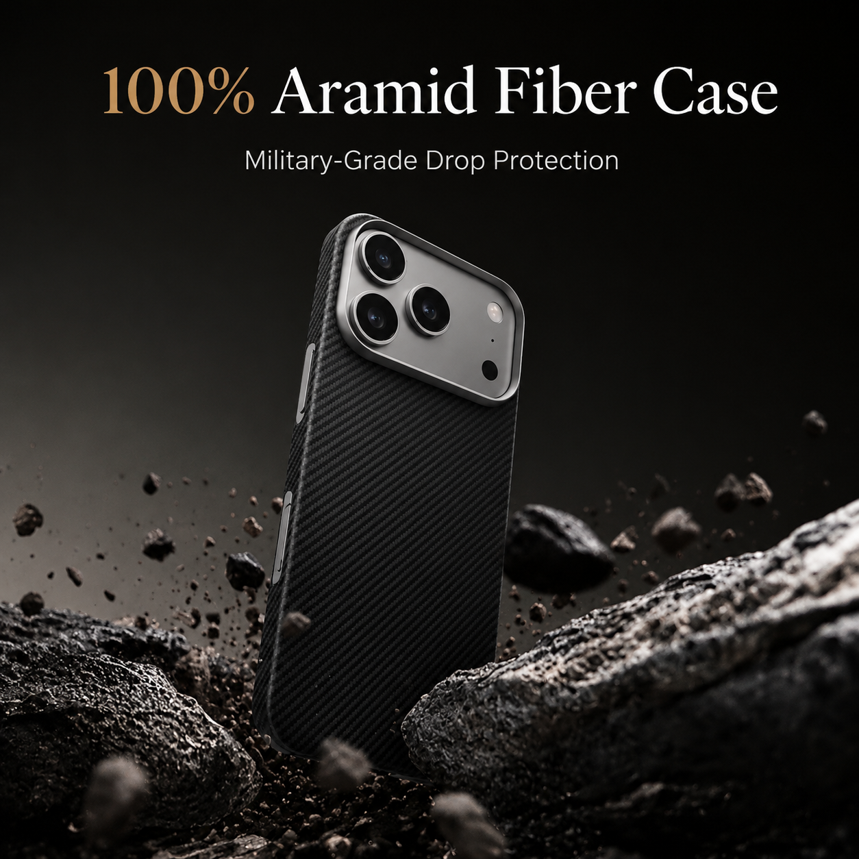 Premium iPhone Case Camera Lens Protection Aramid Fiber Cover Shockproof Slim Hard Protective Design Anti Fingerprint Matte Finish Lightweight Build
