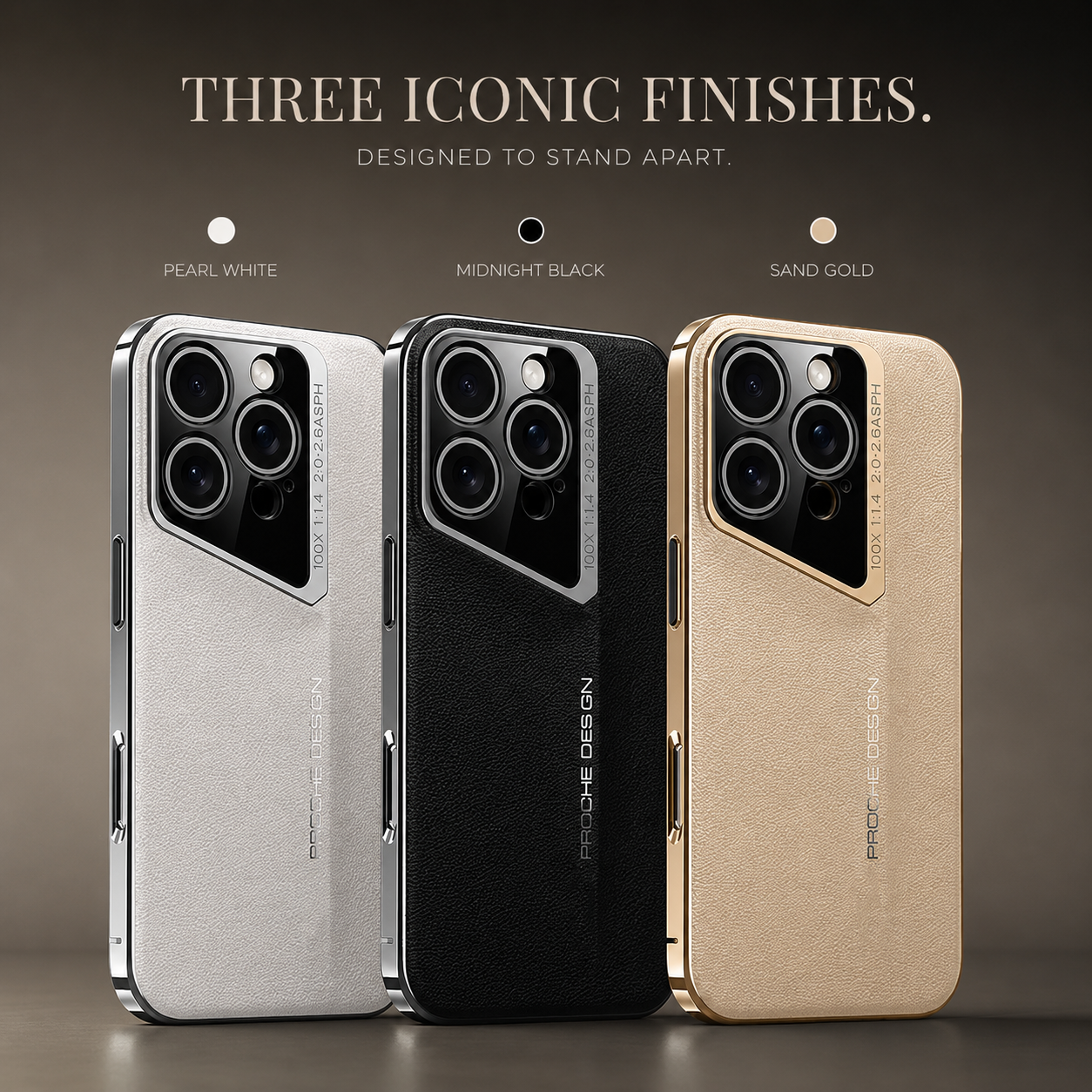 Premium iPhone Case Camera Lens Protection Hard Back Protective Cover Vegan Leather Anti Fingerprint Anti Scratch Minimalist Design