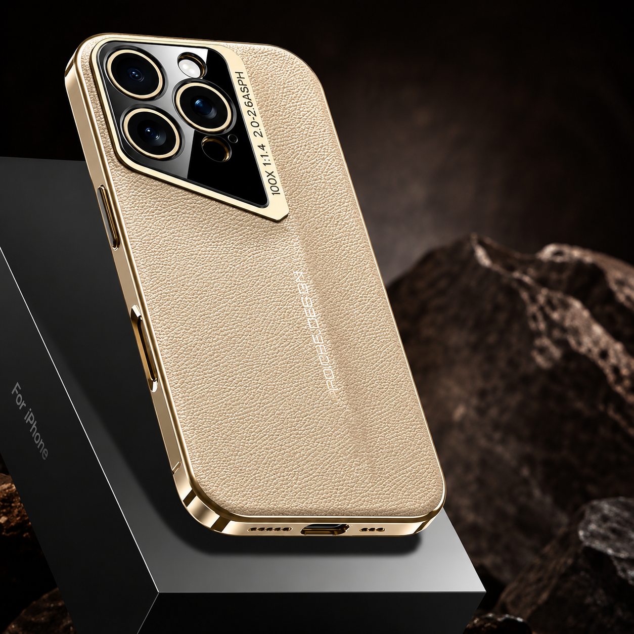 Premium iPhone Case Camera Lens Protection Hard Back Protective Cover Vegan Leather Anti Fingerprint Anti Scratch Minimalist Design