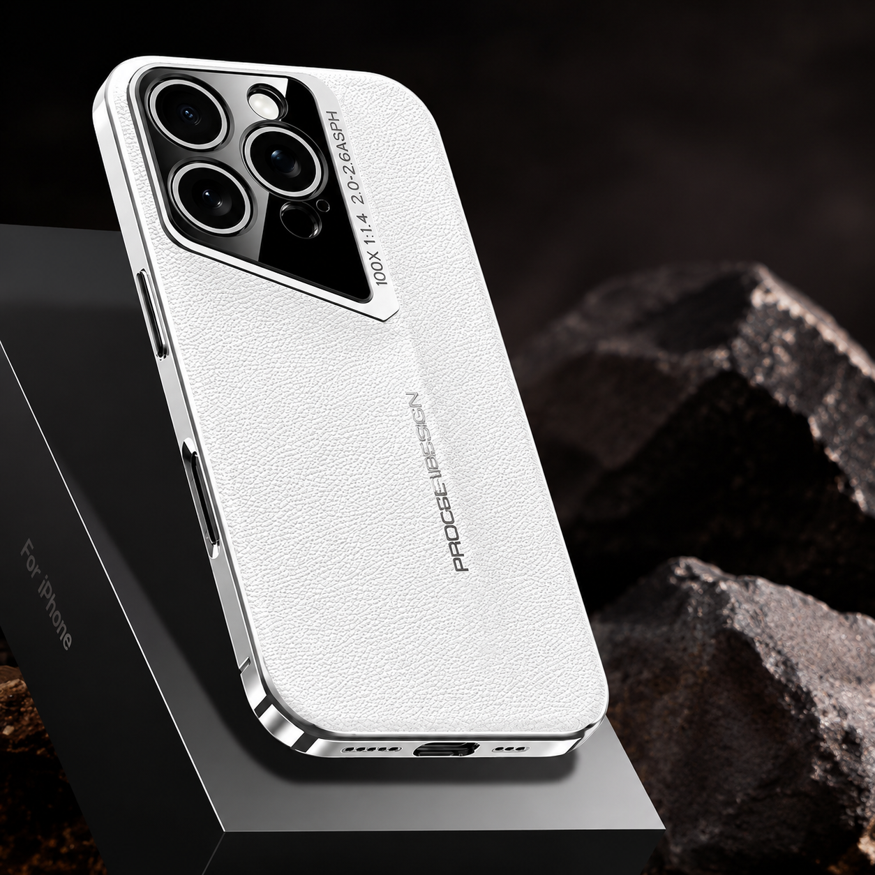 Premium iPhone Case Camera Lens Protection Hard Back Protective Cover Vegan Leather Anti Fingerprint Anti Scratch Minimalist Design