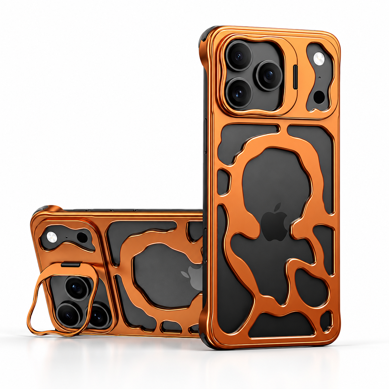 Premium iPhone Case Camera Lens Protection Magnetic Metal Cover Shockproof Protective Frame Heat Dissipation Stand Bracket Scratch Resistant Hollow Design