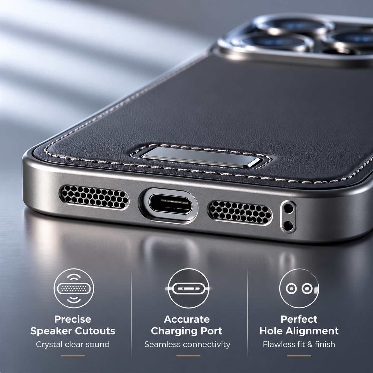 Premium iPhone Case Camera Lens Protection Magnetic PU Leather Cover Ultra Thin Borderless Shockproof Non Slip Matte Finish Design