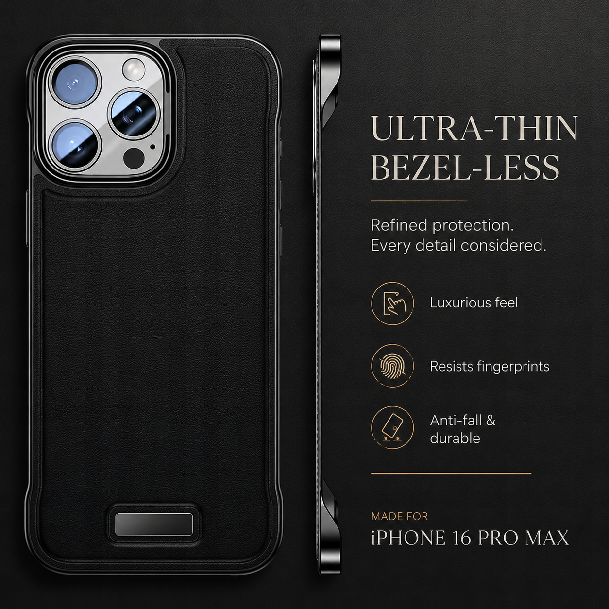 Premium iPhone Case Camera Lens Protection Magnetic PU Leather Cover Ultra Thin Borderless Shockproof Non Slip Matte Finish Design