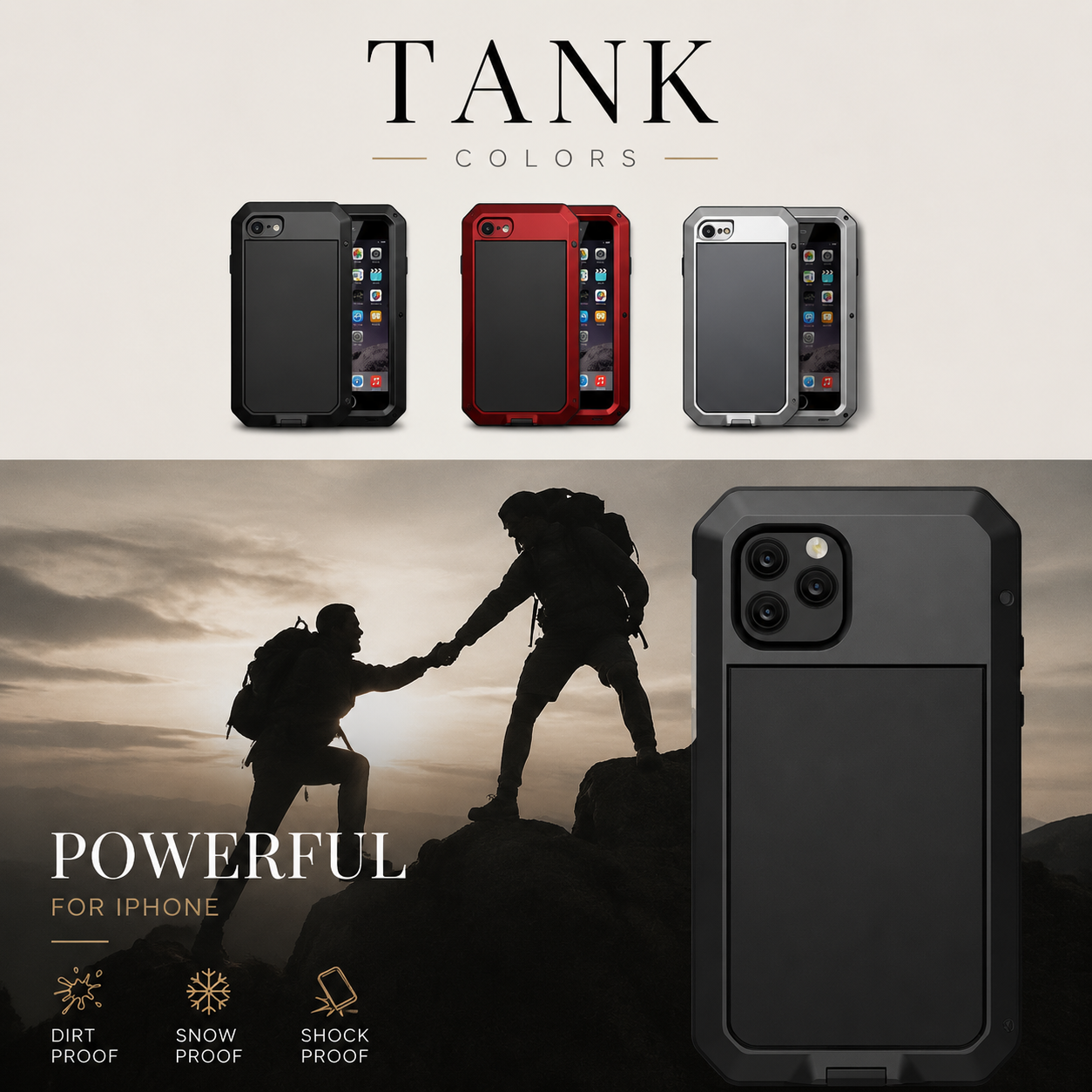 Premium iPhone Case Camera Lens Protection Shockproof Cover Aluminum Metal Armor Bumper Anti Fingerprint Non Slip Dustproof Full Coverage Design