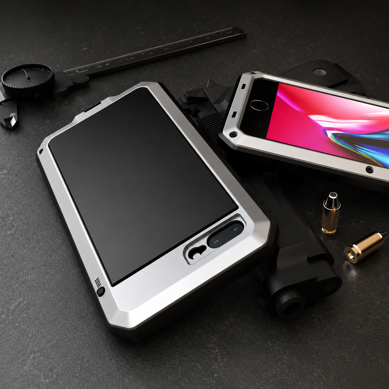 Premium iPhone Case Camera Lens Protection Shockproof Cover Aluminum Metal Armor Bumper Anti Fingerprint Non Slip Dustproof Full Coverage Design
