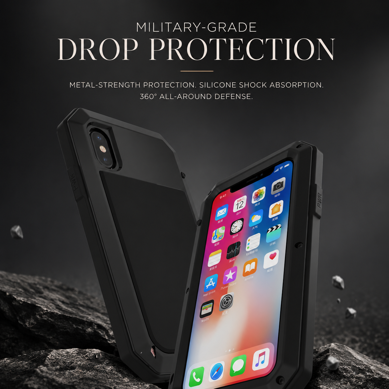 Premium iPhone Case Camera Lens Protection Shockproof Cover Aluminum Metal Armor Bumper Anti Fingerprint Non Slip Dustproof Full Coverage Design