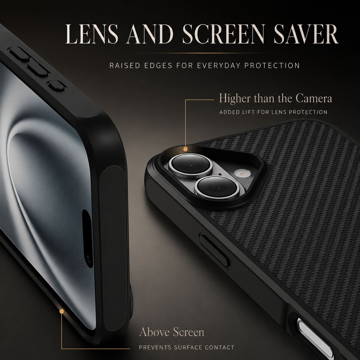 Premium iPhone Case Camera Lens Protection Shockproof Cover Carbon Fiber Anti Fingerprint Non Slip Scratch Resistant Wireless Charging Compatible Design