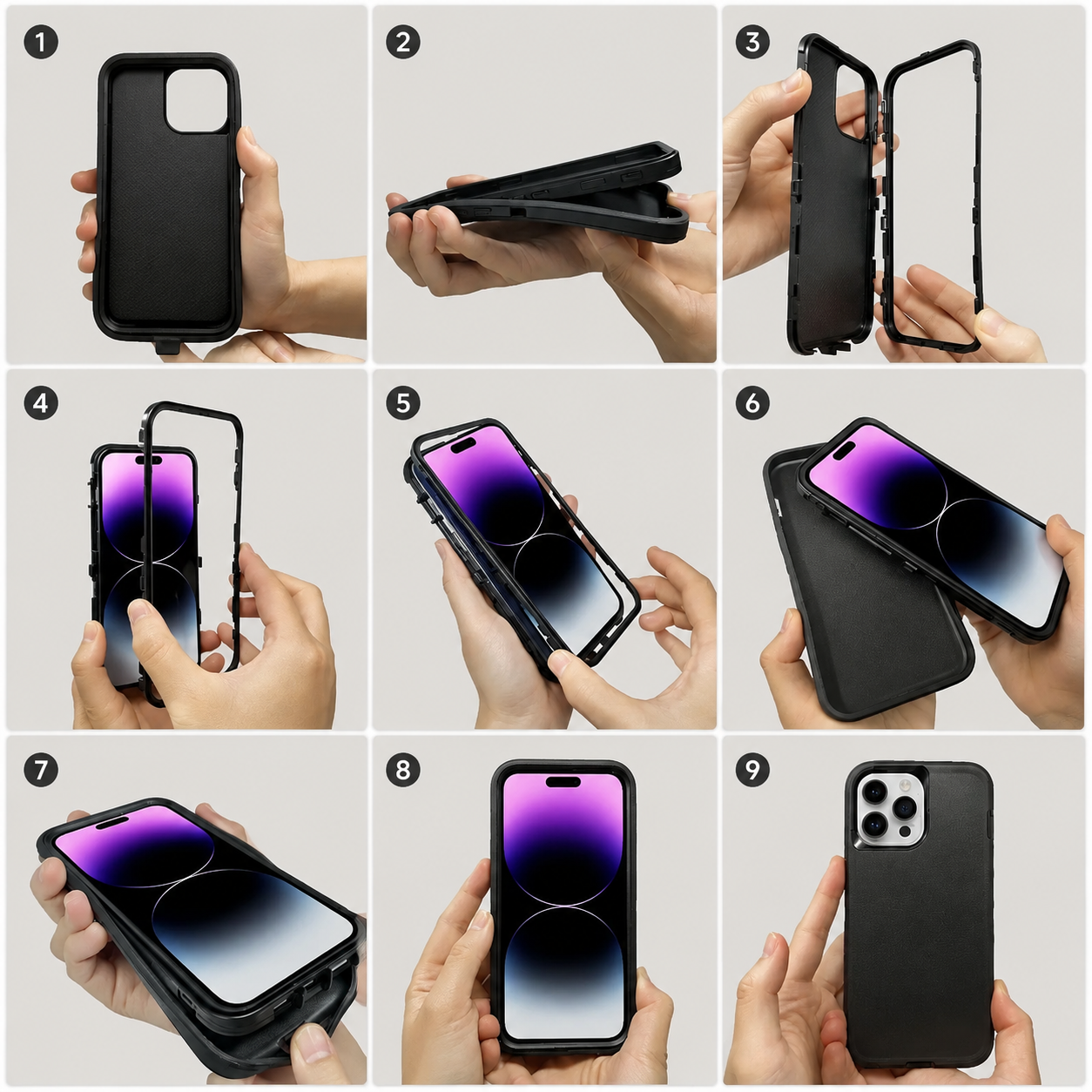 Premium iPhone Case Camera Lens Protection Shockproof Cover Magnetic Defender Armor TPU PC Belt Clip Holster Full Port Protection Rugged Design
