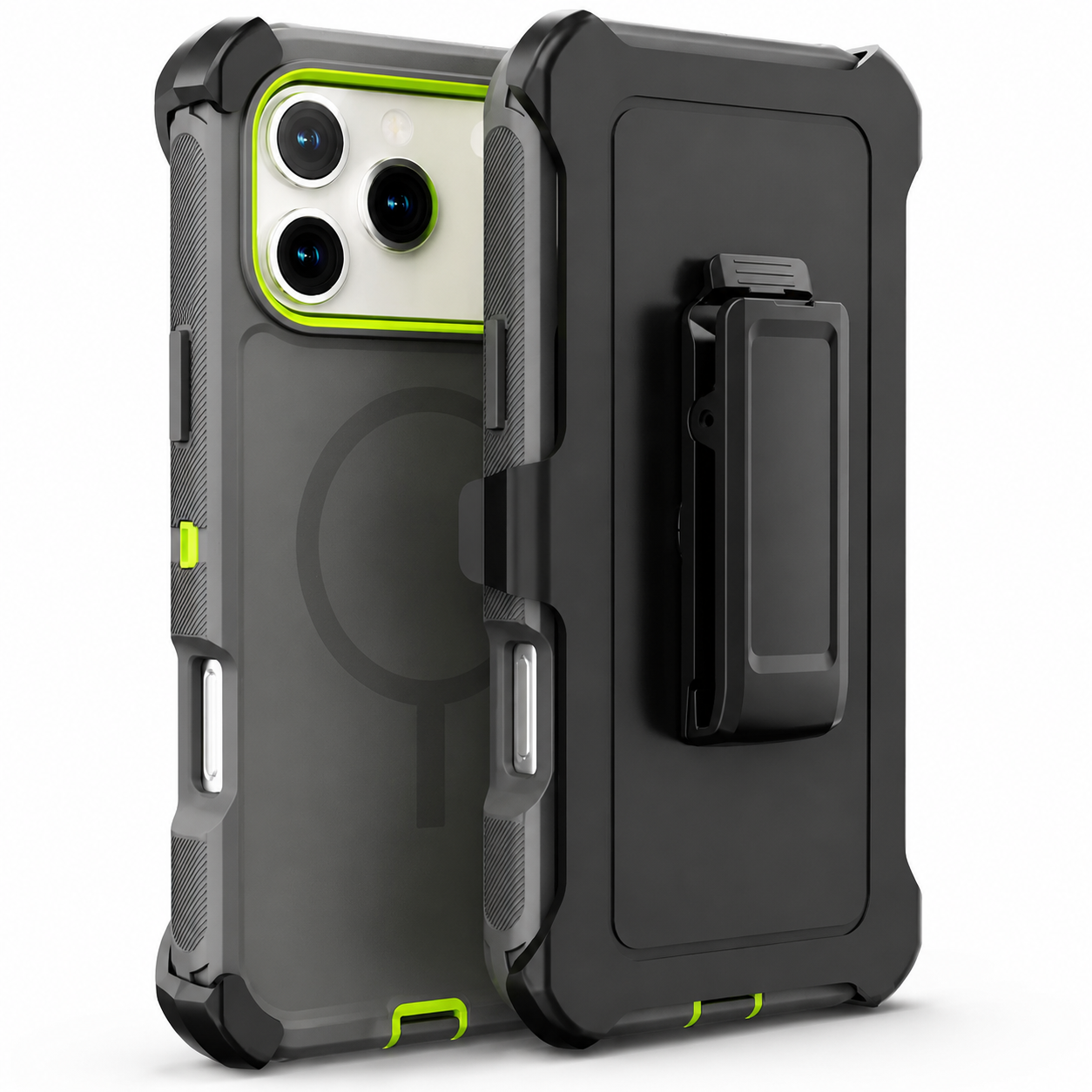 Premium iPhone Case Camera Lens Protection Shockproof Cover Magnetic Defender Armor TPU PC Belt Clip Holster Full Port Protection Rugged Design