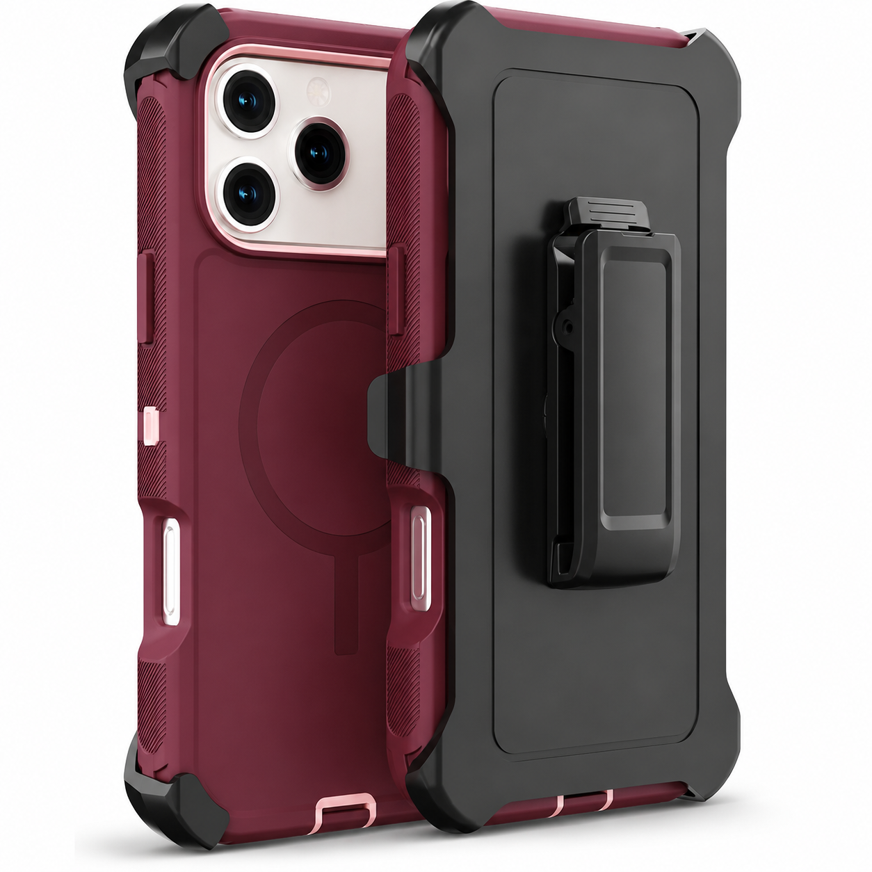 Premium iPhone Case Camera Lens Protection Shockproof Cover Magnetic Defender Armor TPU PC Belt Clip Holster Full Port Protection Rugged Design