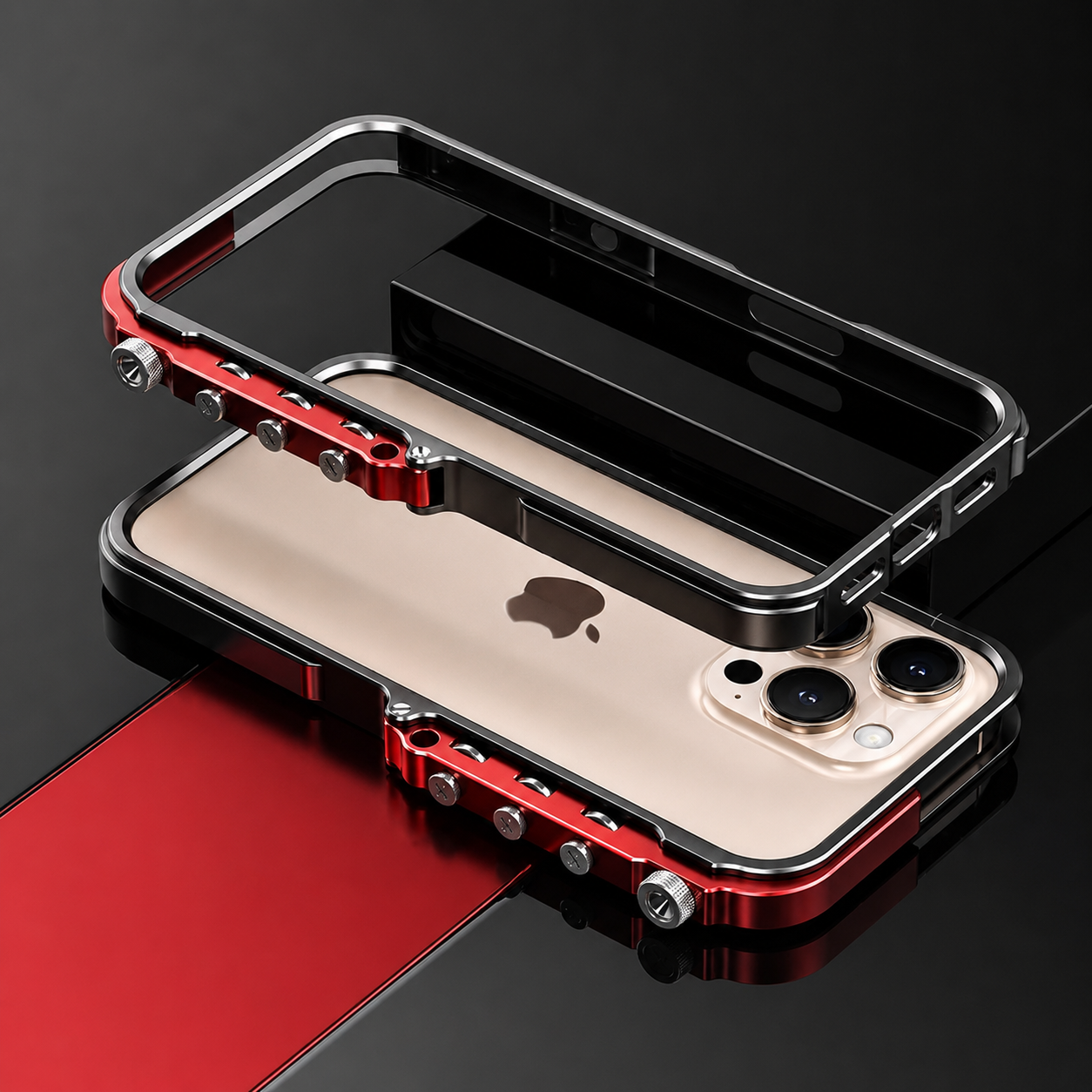 Premium iPhone Case Camera Lens Protection Shockproof Protective Cover Aluminum Alloy Bumper Heavy Duty Metal Frame Cyberpunk Design