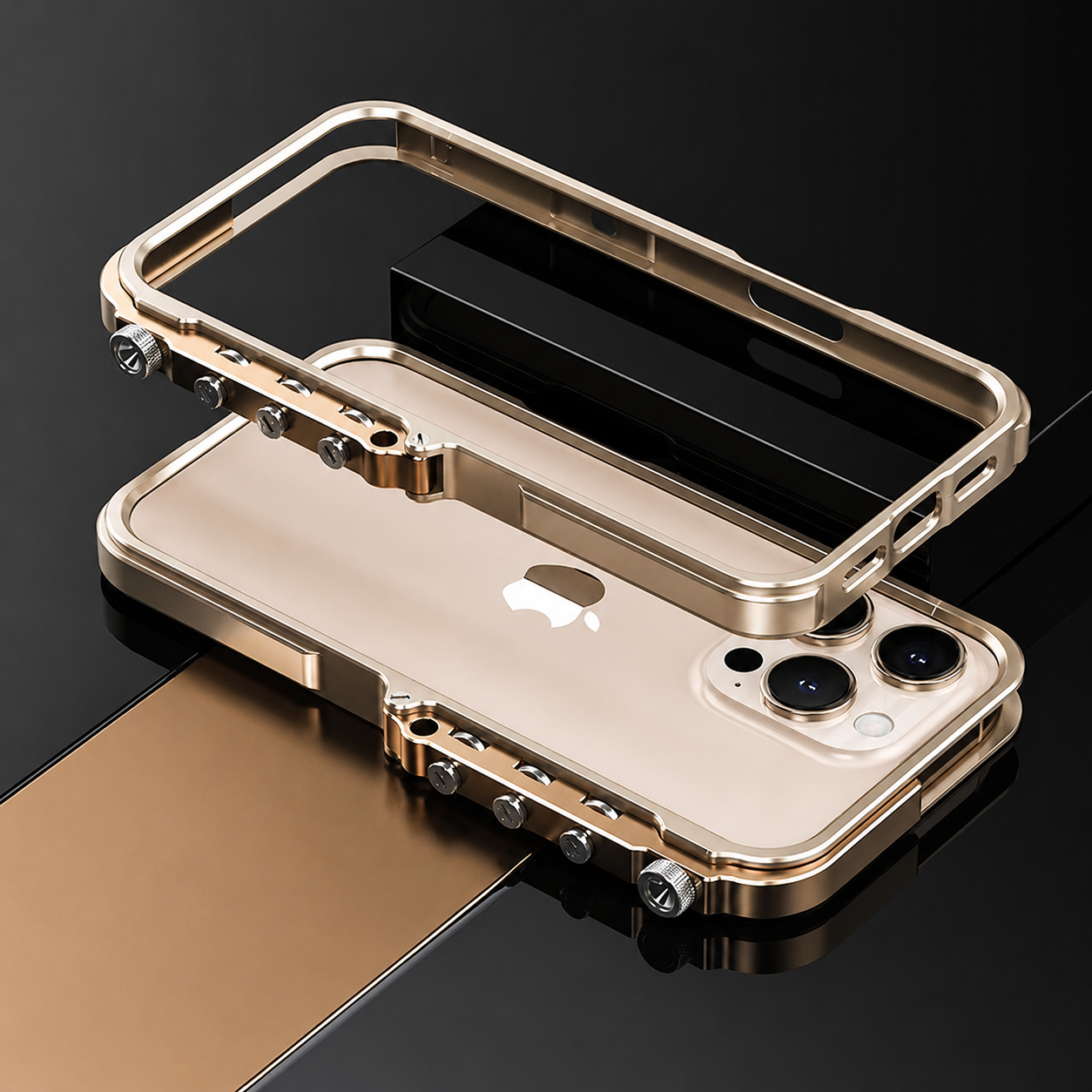 Premium iPhone Case Camera Lens Protection Shockproof Protective Cover Aluminum Alloy Bumper Heavy Duty Metal Frame Cyberpunk Design