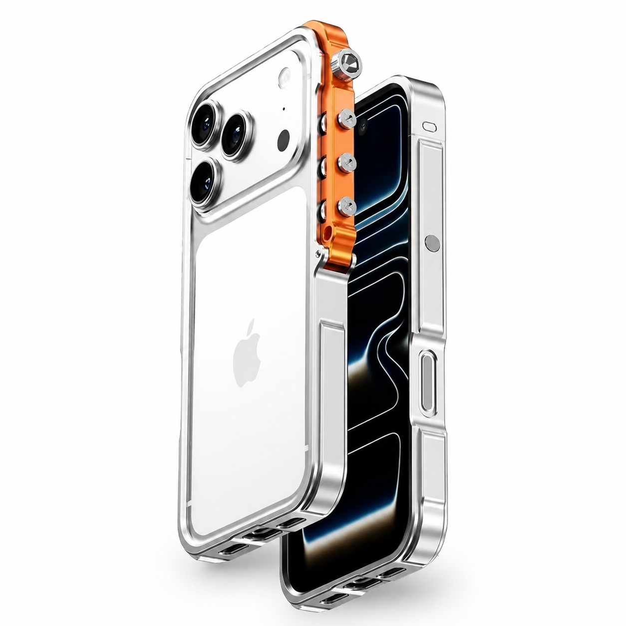 Premium iPhone Case Camera Lens Protection Shockproof Protective Cover Aluminum Alloy Bumper Heavy Duty Metal Frame Cyberpunk Design