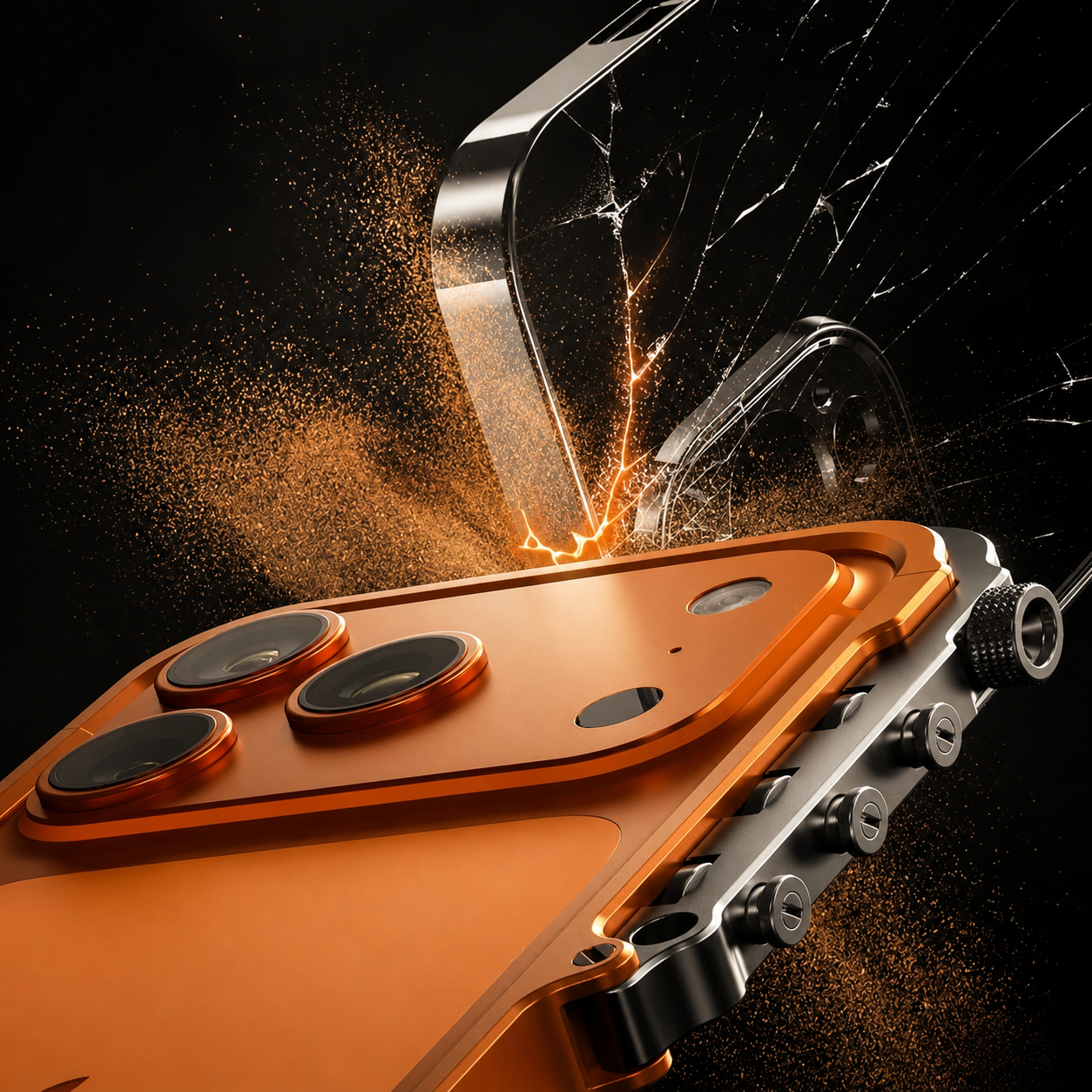 Premium iPhone Case Camera Lens Protection Shockproof Protective Cover Aluminum Alloy Bumper Heavy Duty Metal Frame Cyberpunk Design
